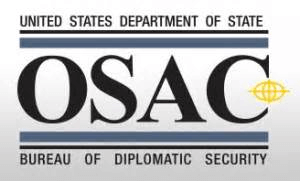 U.S. department of state bureau of diplomatic security, OSAC Logo.