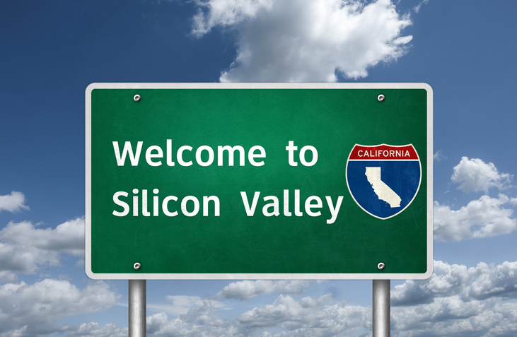 California highway sign that says welcome to silicon valley.